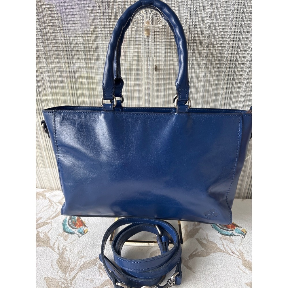 Patricia Nash Blue Leather Tote Crossbody Bag with Adjustable Strap
